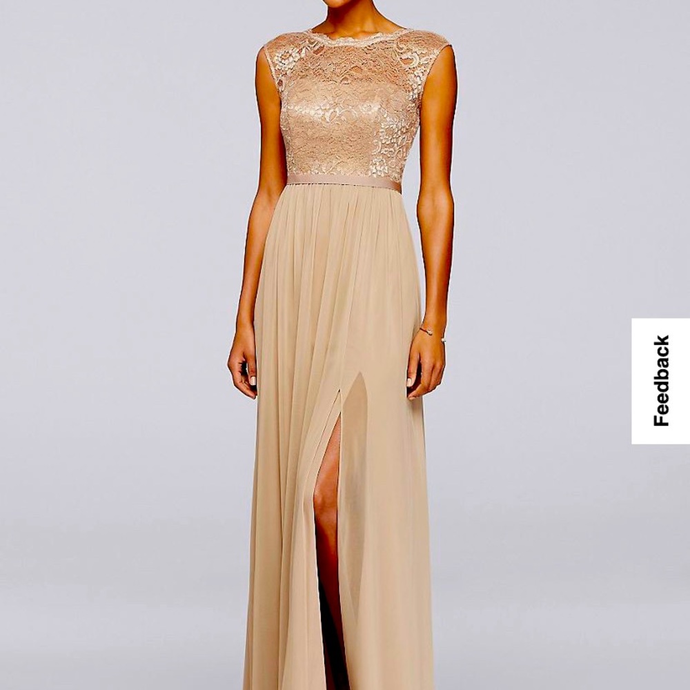 NWT-David Bridals champagne colored dress